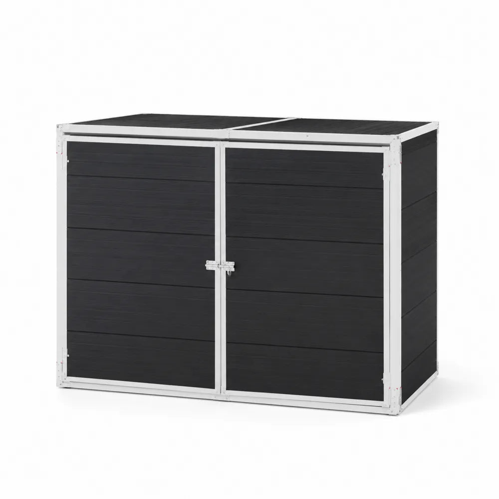 Außenschrank Doppeltürig Schwarz Metallrahmen 110x140x75cm