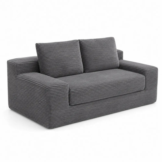 Zweisitzer Sofa Cord Grau