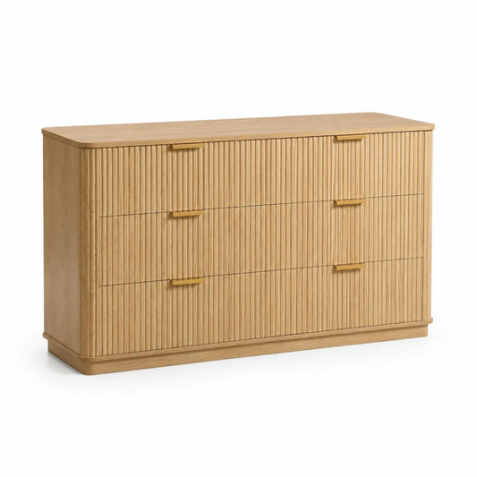 Kommode Holz Eichefarben 4 Schubladen 120x40x80cm
