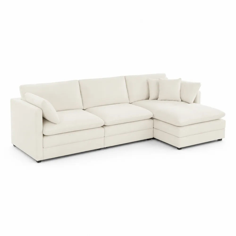 Modulares Ecksofa Stoff Creme