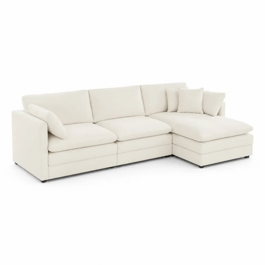 Modulares Ecksofa Stoff Creme