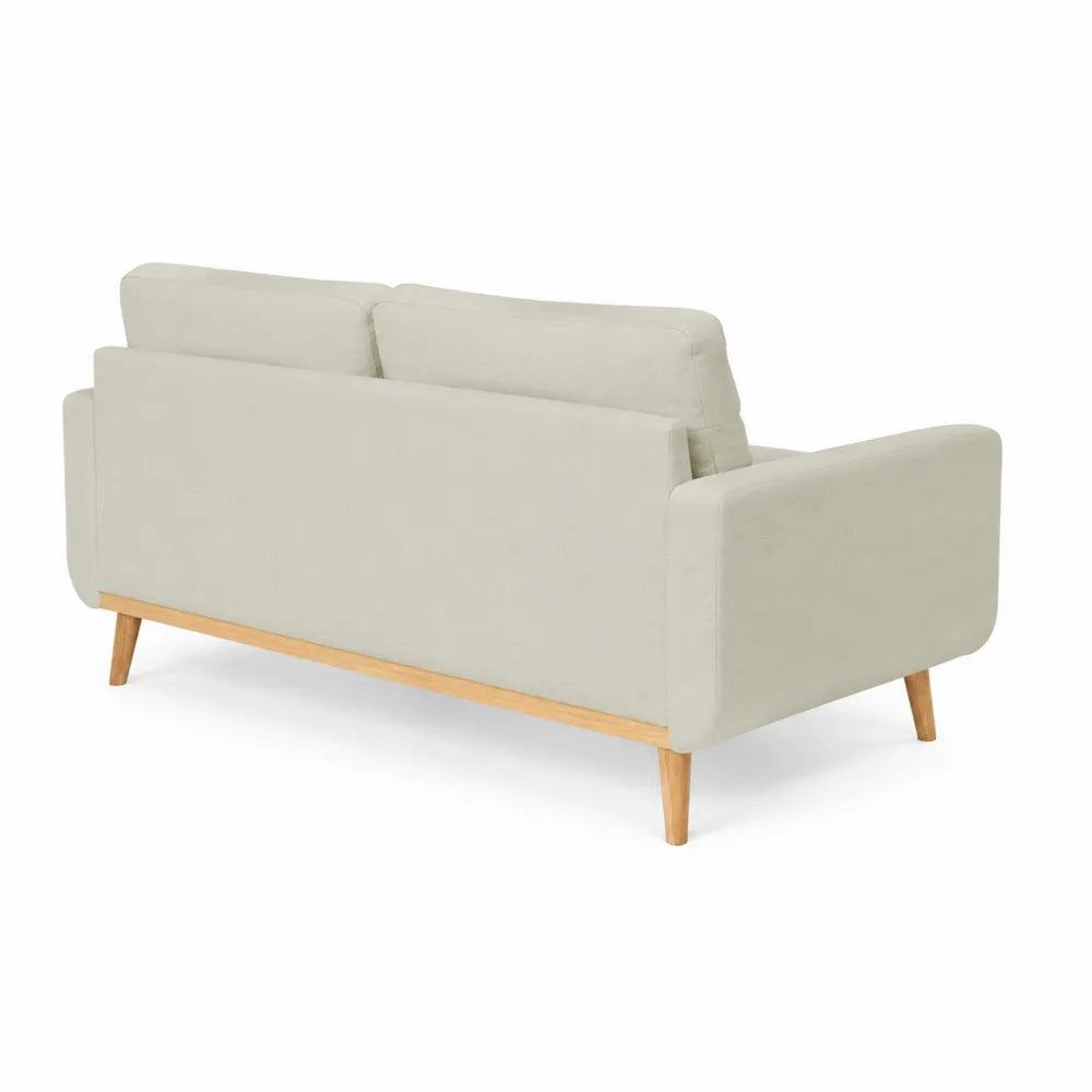 3-Sitzer Sofa Beige Stoff Holzbeine