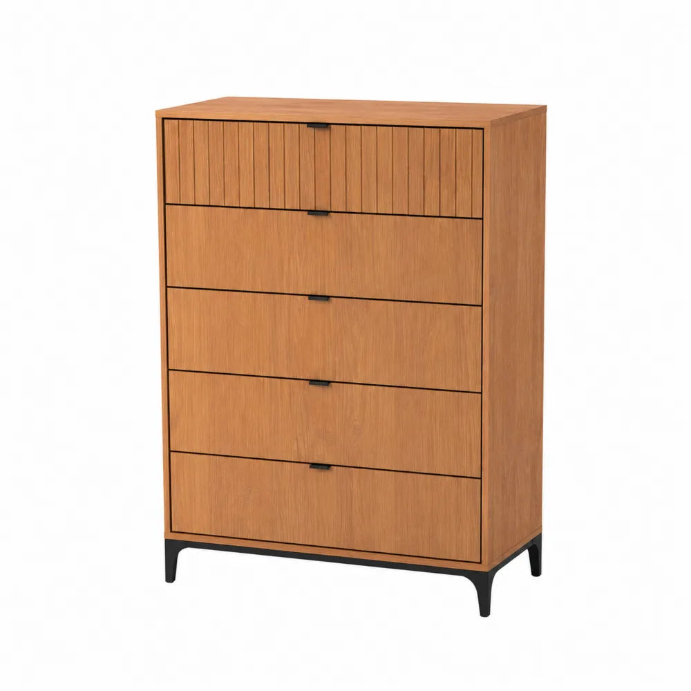 Kommode aus Holz mit 5 Schubladen und Metallfüßen