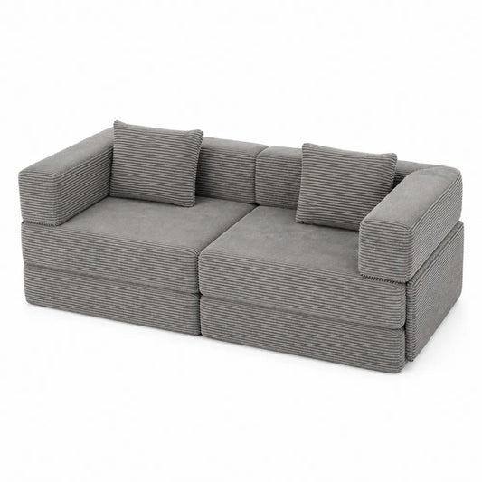 Sofa Grau Cord 180x90x75 cm
