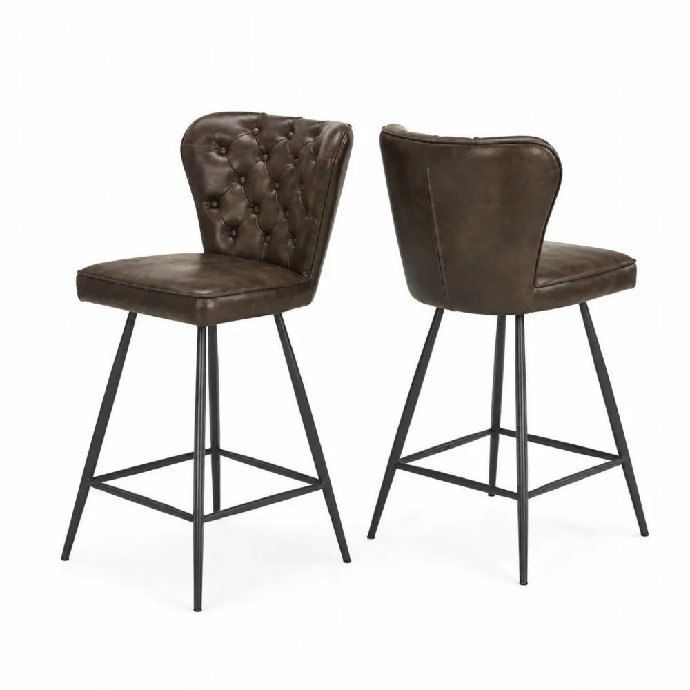 Barhocker Set Braun Kunstleder Metall