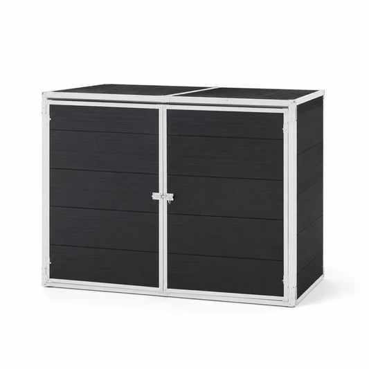 Außenschrank Doppeltürig Schwarz Metallrahmen 110x140x75cm